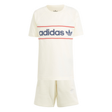 adidas Originals Ivory/Night Indigo/Red Shorts Tee Set