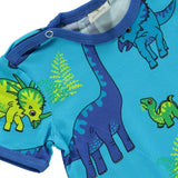 Småfolk Blue Atoll Short-Sleeved Jumpsuit With Dinosaur 4