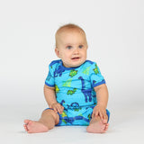 Småfolk Blue Atoll Short-Sleeved Jumpsuit With Dinosaur 3