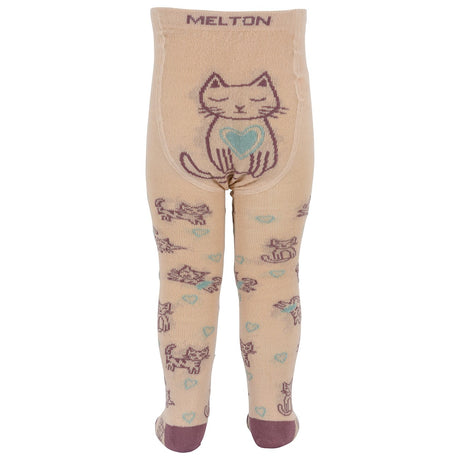 MELTON Ivory Cream Cat love tights 2