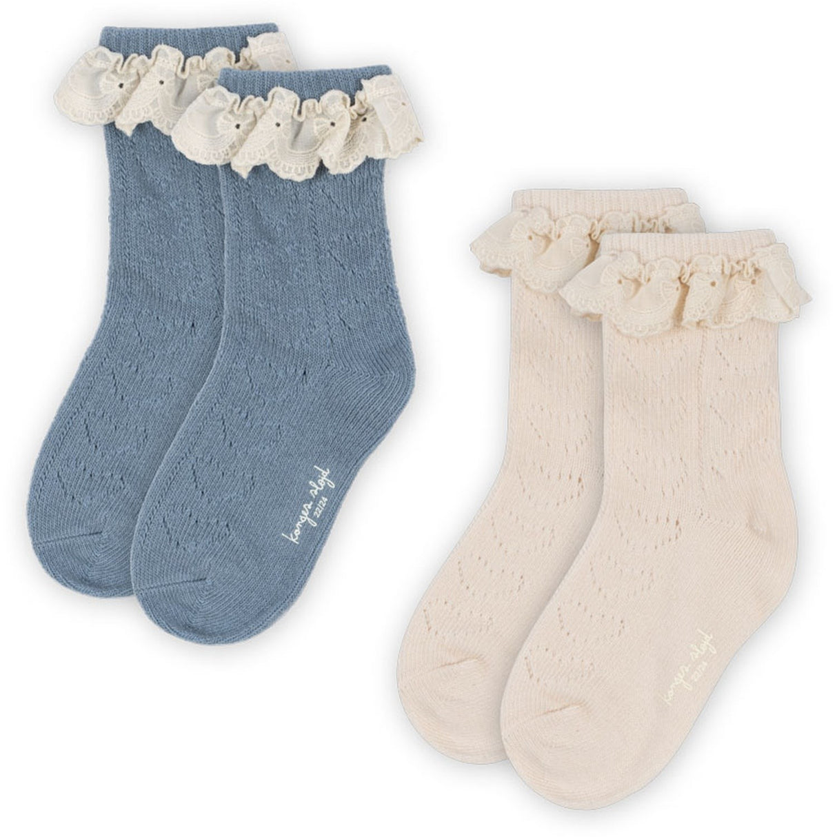 Konges Sløjd Blue Mix 2 Pack Pointelle Socks
