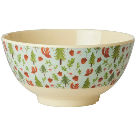 Rice  Melamine Bowl with Blue Happy Forest Print - Medium - 700 ml