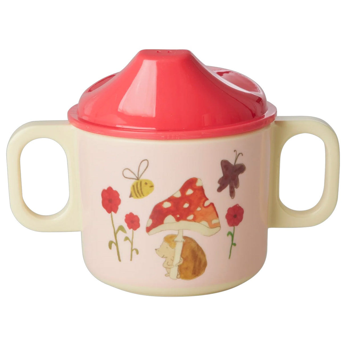 Rice   Melamine 2 Handle Baby Cup with Pink Happy Forest Print - 250 ml