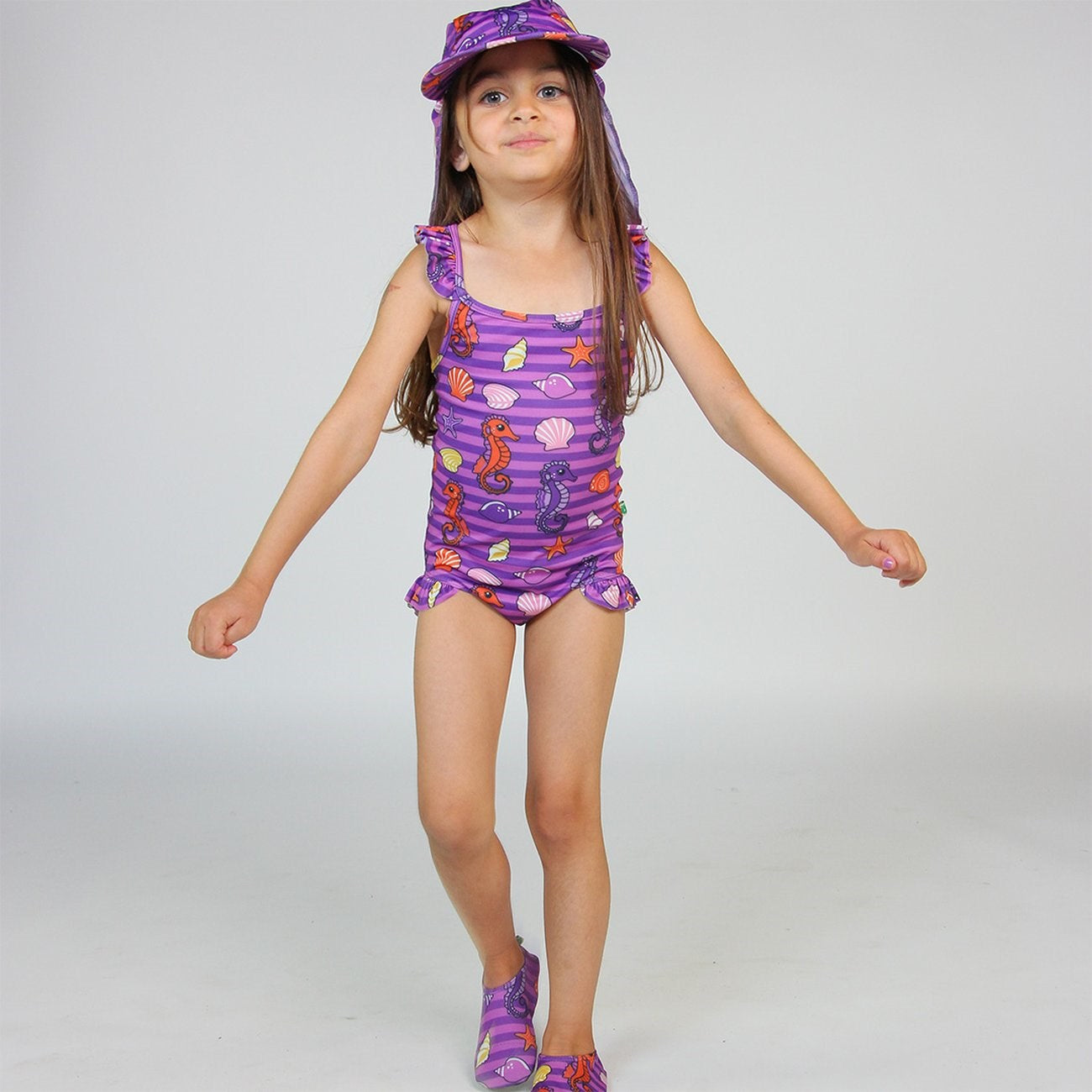 Småfolk Spring Pink UV50 Swimsuit With Seahorses 3