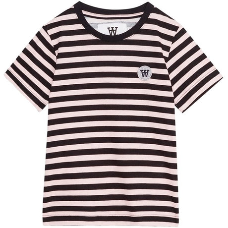 Wood Wood Pale Pink/Black Stripes Ola Chrome Badge T-Shirt