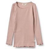 Wheat Rose Melange Rib Blouse Lace