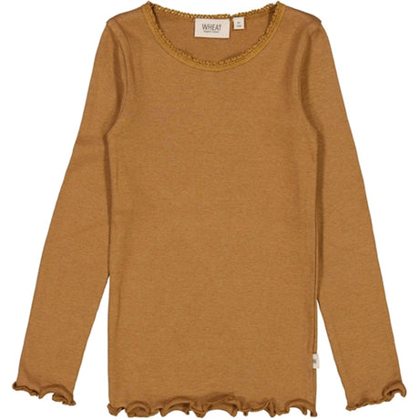 Wheat Caramel Rib Lace Blouse