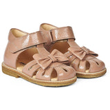 Angulus Starter Sandal W. Bow And Velcro Dark Peach