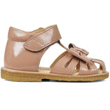 Angulus Starter Sandal W. Bow And Velcro Dark Peach 2