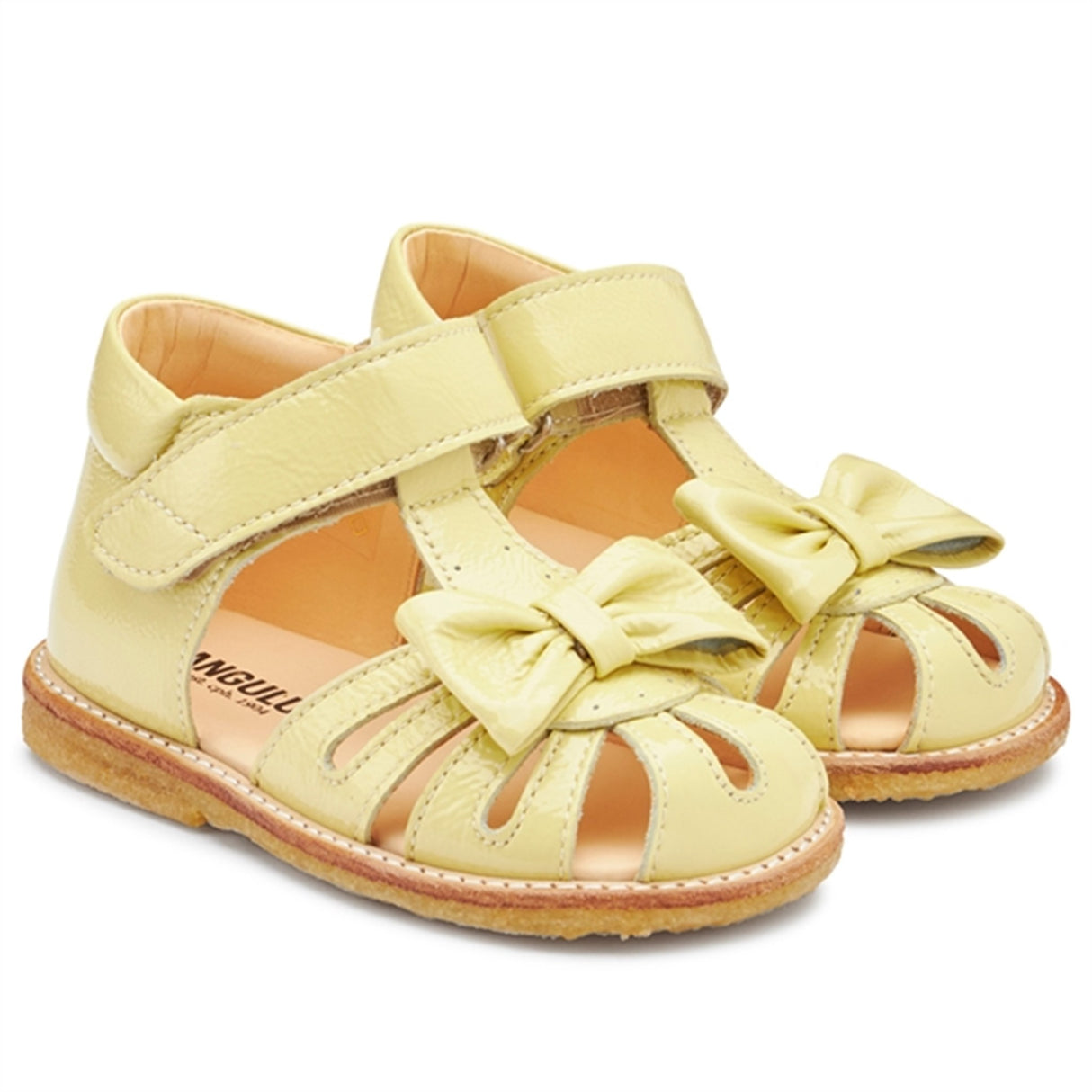 Angulus Starter Sandal W. Bow And Velcro Light Yellow