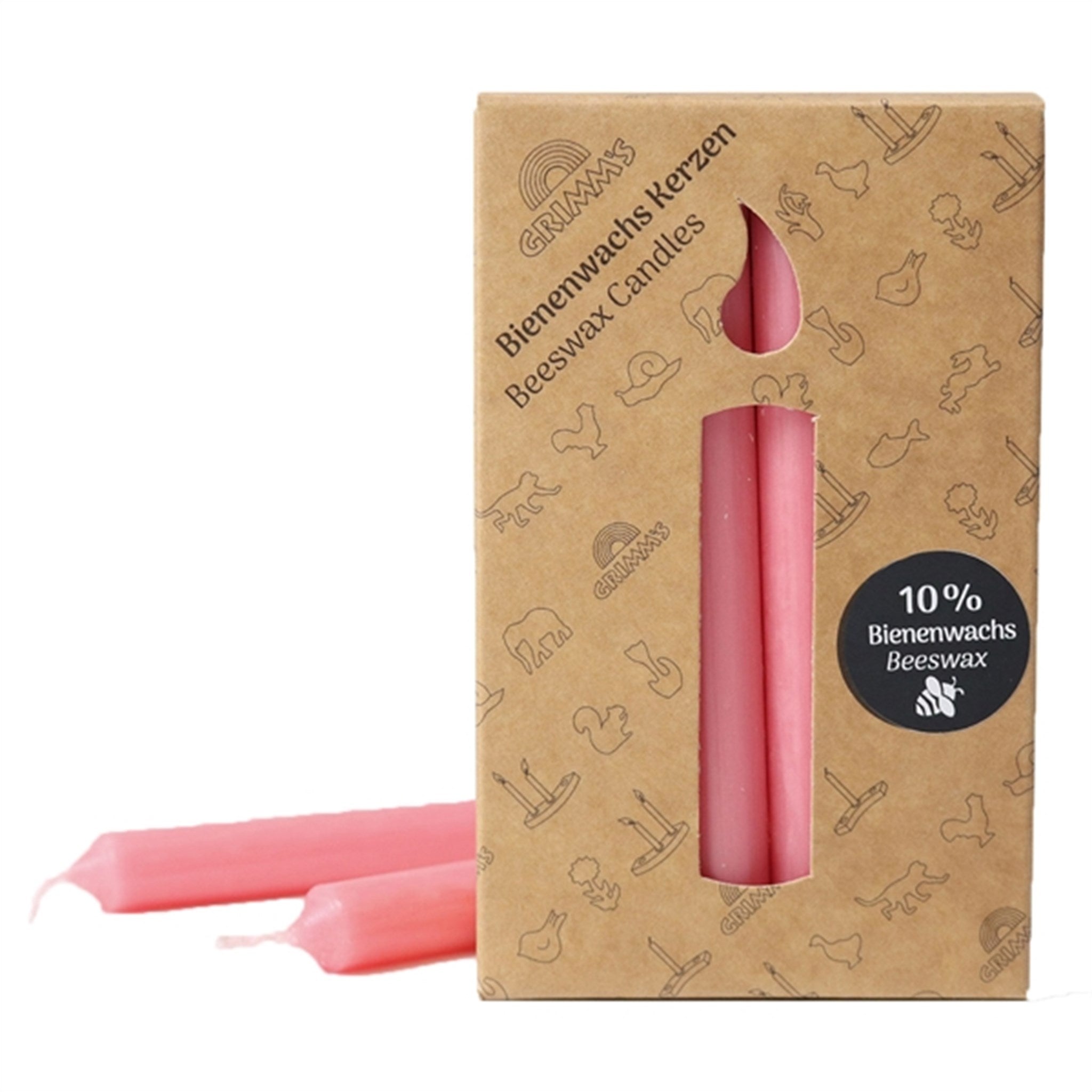 GRIMM´S Old Rose coloured 10% Beeswax Candles 2
