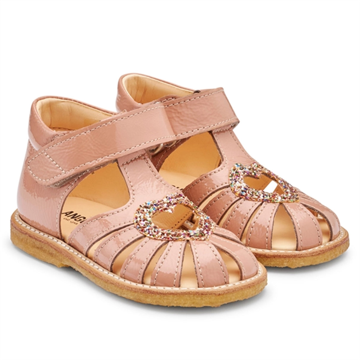 Angulus Starter Sandal W. Velcro Dark Peach/Multi Glitter