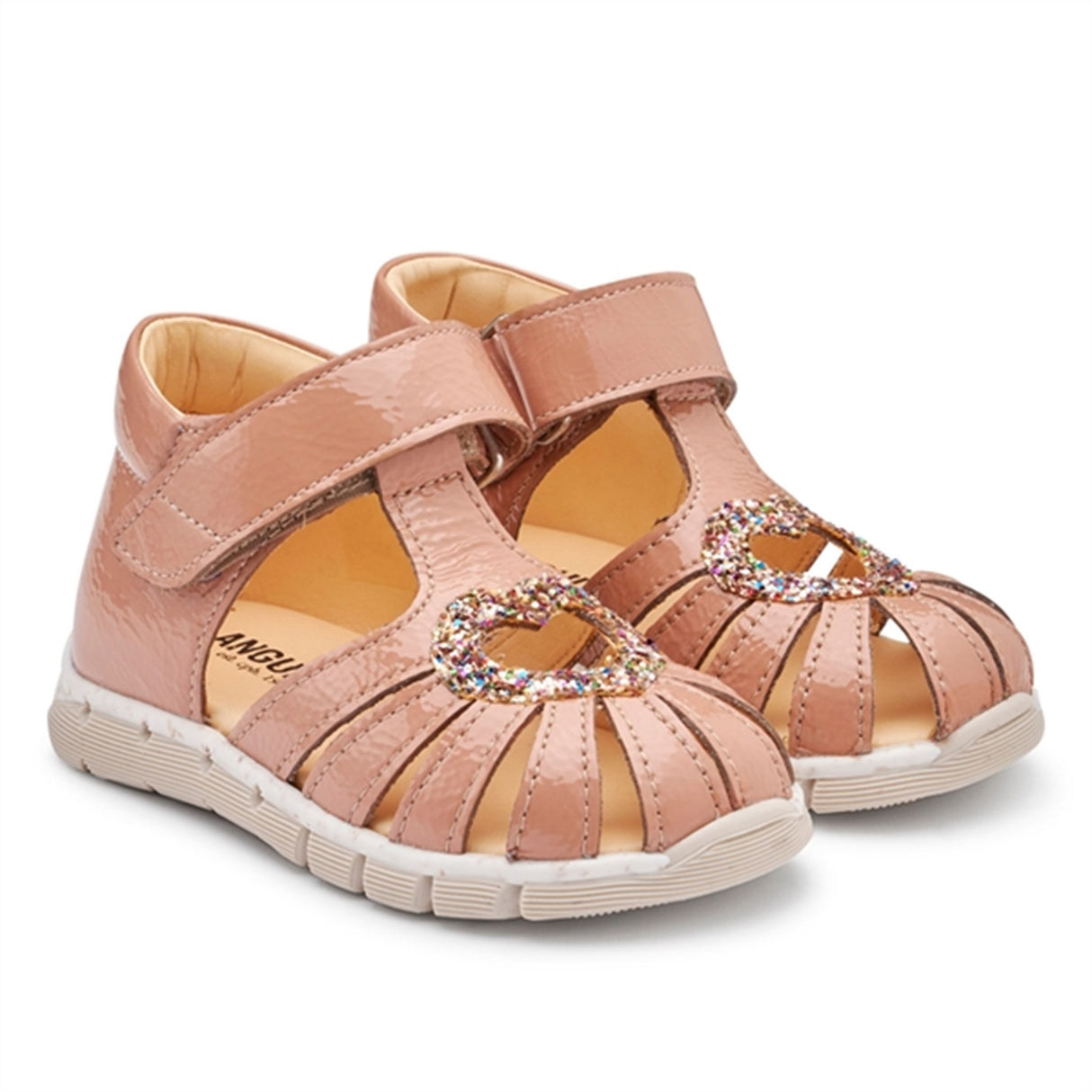 Angulus Starter Sandal W. Velcro Dark Peach/Multi Glitter