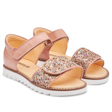 Angulus Sandal W. Velcro Dark Peach/Multi Glitter