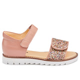 Angulus Sandal W. Velcro Dark Peach/Multi Glitter 2