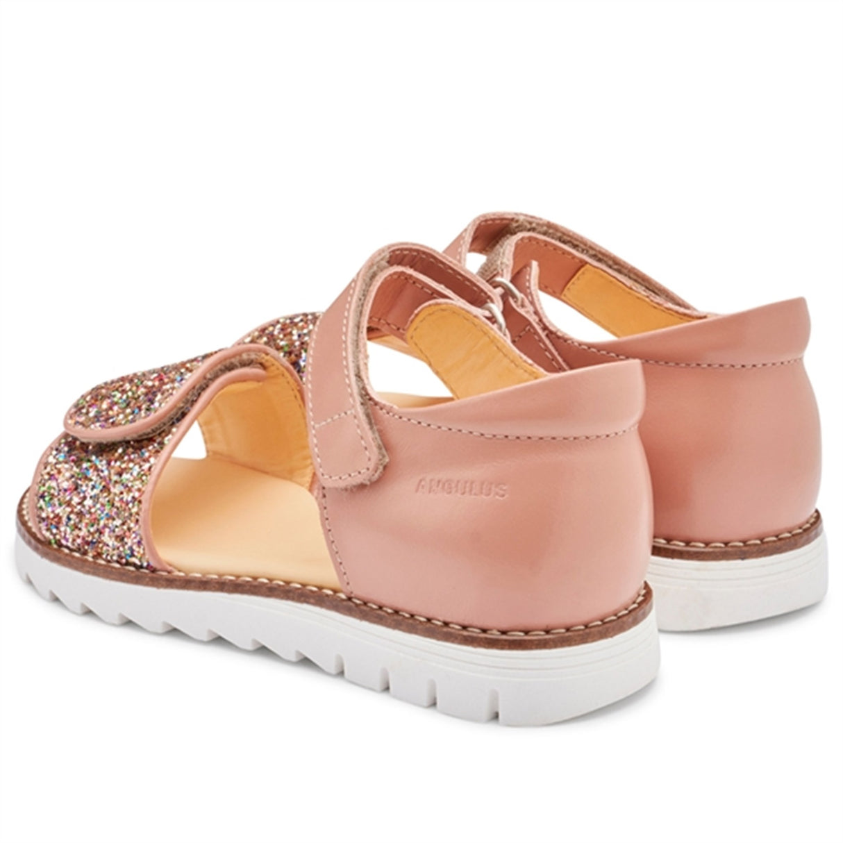 Angulus Sandal W. Velcro Dark Peach/Multi Glitter 3