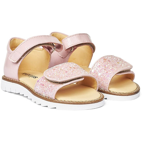 Angulus Sandal W. Velcro Rosa/Rosa Glitter