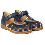 Angulus Sandal W. Rainbow And Velcro Navy/Dark Green/Blue/Cognac