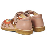 Angulus Sandal W. Rainbow And Velcro Dark Peach/Coral/Yellow/Blue 3