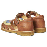 Angulus Sandal W. Rainbow And Velcro Cognac/Yellow/Blue/Peach 3