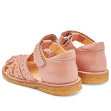 Angulus Sandal W. Velcro And Hearts Dark Peach 3