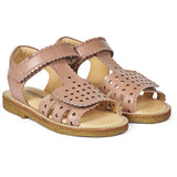 Angulus Sandal W. Velcro And Hearts Dark Peach