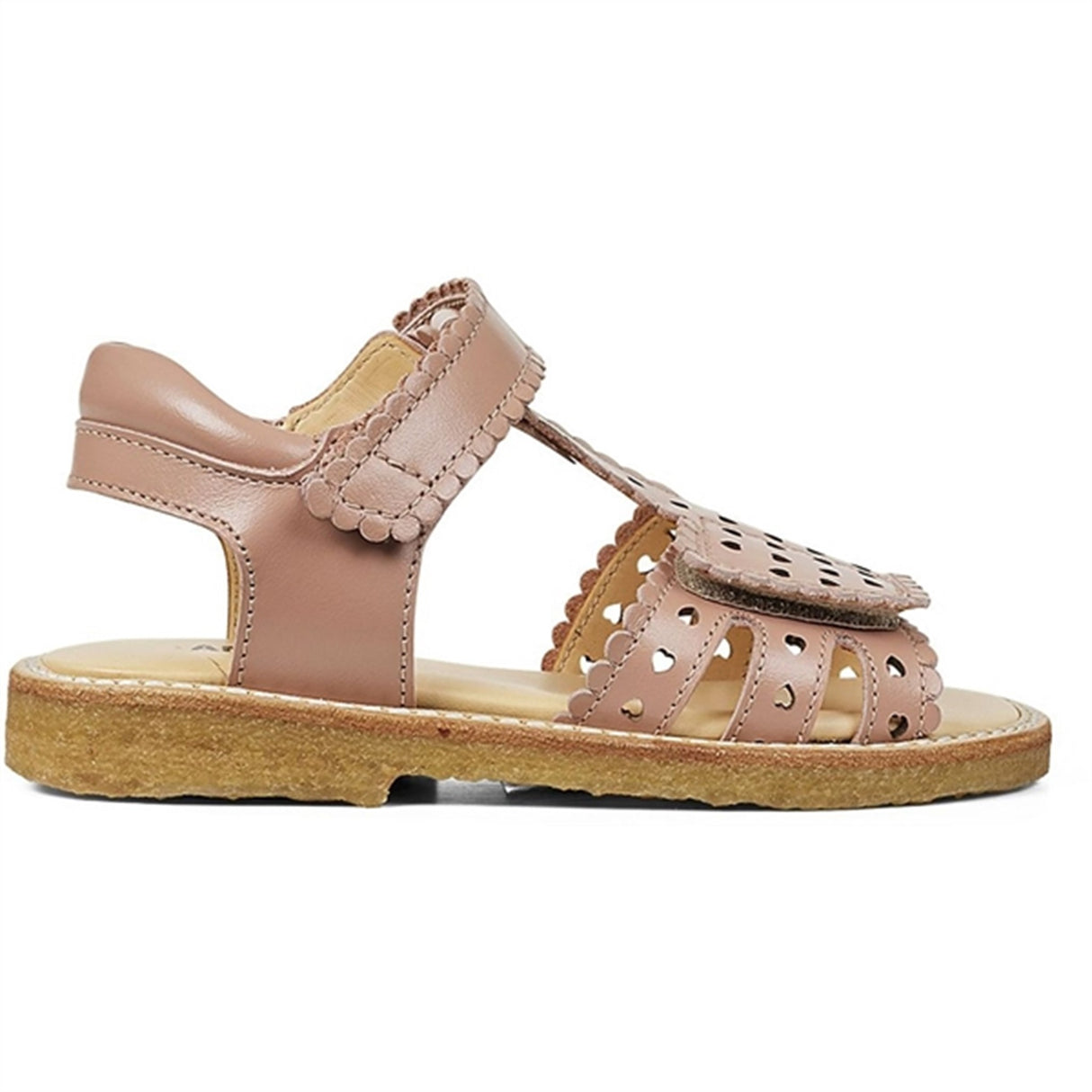 Angulus Sandal W. Velcro And Hearts Dark Peach 2