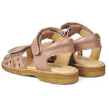 Angulus Sandal W. Velcro And Hearts Dark Peach 3