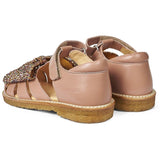 Angulus Sandal W. Bow And Velcro Dark Peach/Multi Glitter 3