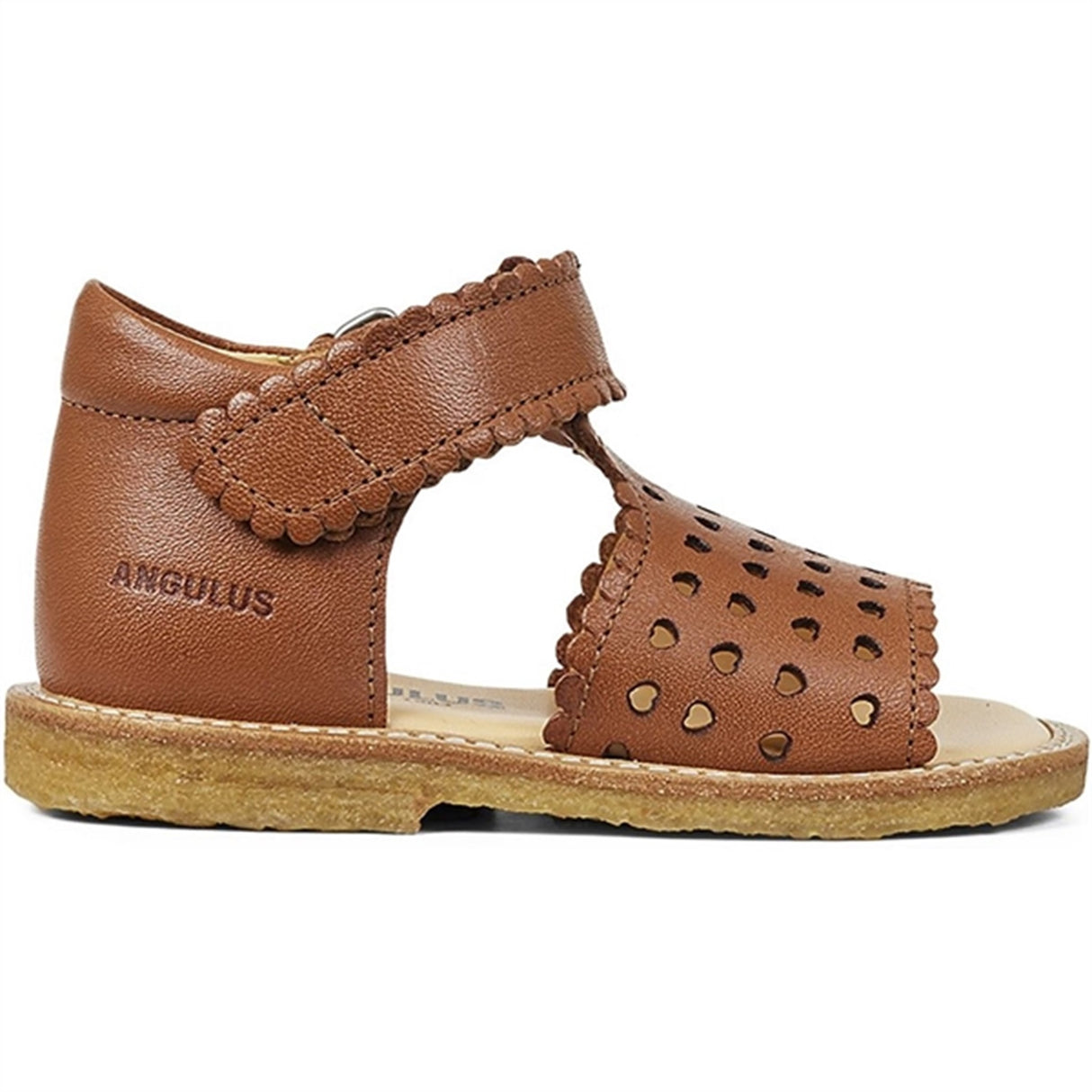 Angulus Starter Sandal W. Velcro And Hearts Cognac 2