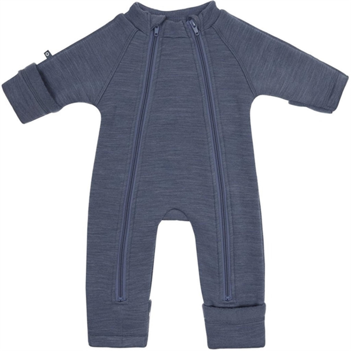 Smallstuff Wool Onesie with Zipper Denim Melange