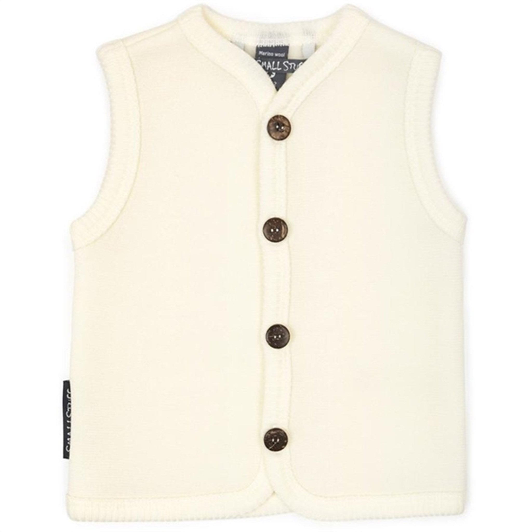 Smallstuff Wool Vest with Buttons Off White
