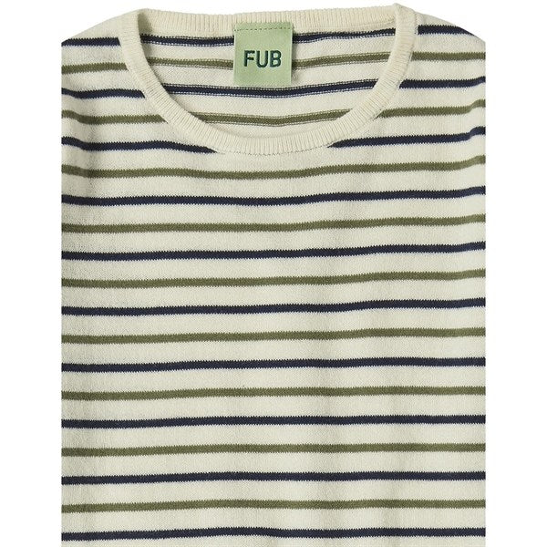 FUB Ecru/Dark Navy/Olive Contrast Striped Blouse 2