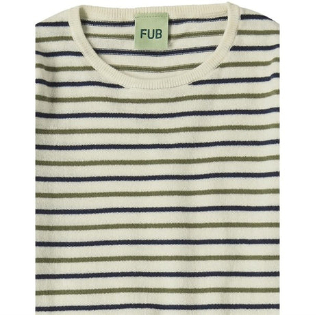 FUB Ecru/Dark Navy/Olive Contrast Striped Blouse 2