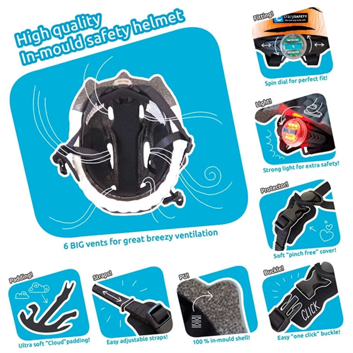 Crazy Safety Zebra Bicycle Helmet Black/White 4