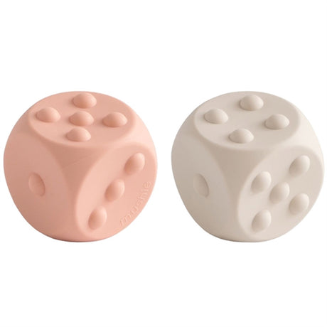 Mushie Silicone Dice Press Toy 2-pack Blush/Shifting Sands