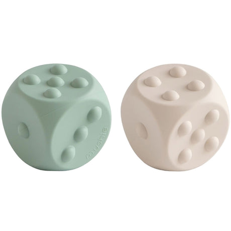 Mushie Silicone Dice Press Toy 2-pack Cambridge Blue/Shifting Sands