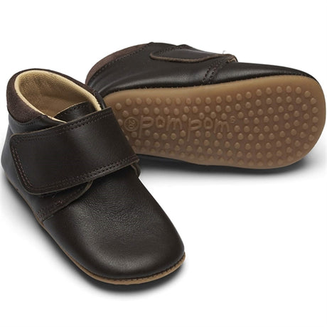 Pom Pom Indoor Shoe Velcro Brown 2