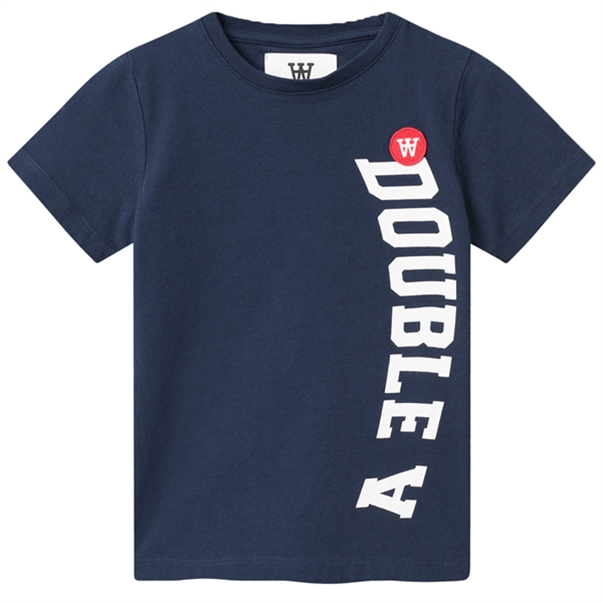 Wood Wood Navy Ola Spell Out Logo T-shirt