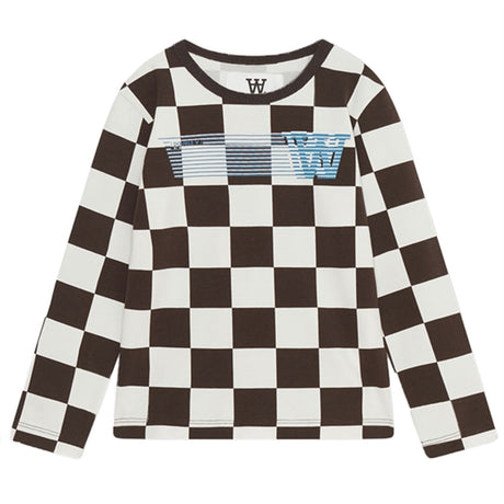 Wood Wood Off-White/Black Coffee Aop Kim Checkered Blouse