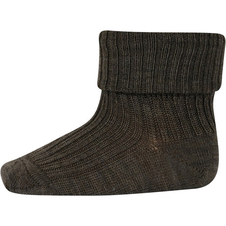 MP 589 Wool Rib Baby Socks Brown Melange