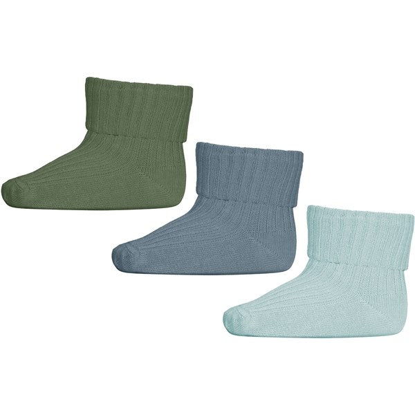 MP Danmark 99030 Cotton Rib Baby Socks 3-pack 1205 Aquamarine