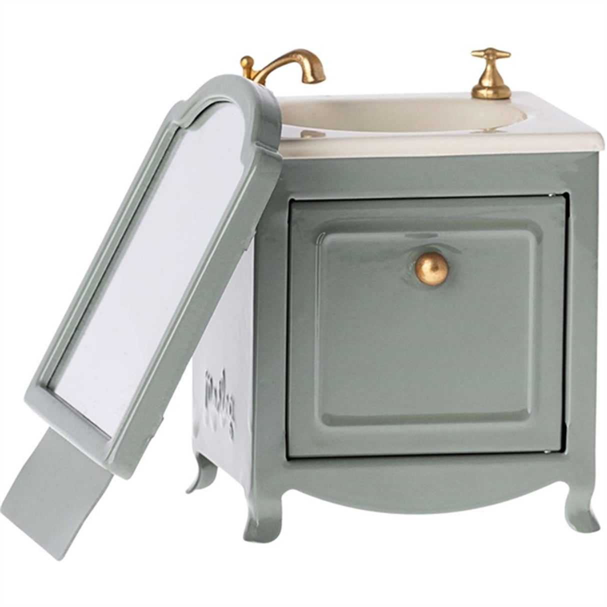 Maileg Sink Dresser w. Mirror Dark Mint