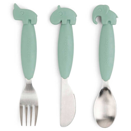 Done by Deer YummyPlus Easy Grip Cutlery Set Green 2