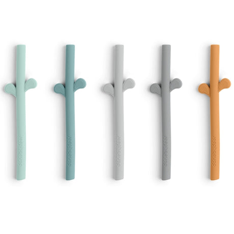 Done by Deer Peekaboo Silicone Straw 5-pack Blue Mix 2