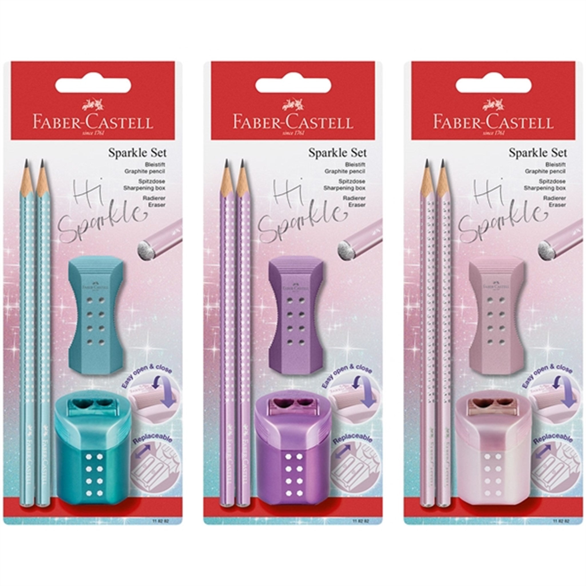 Faber-Castell Sparkle 2 Pencils, Eraser, Pencil Sharpener - Purple 2
