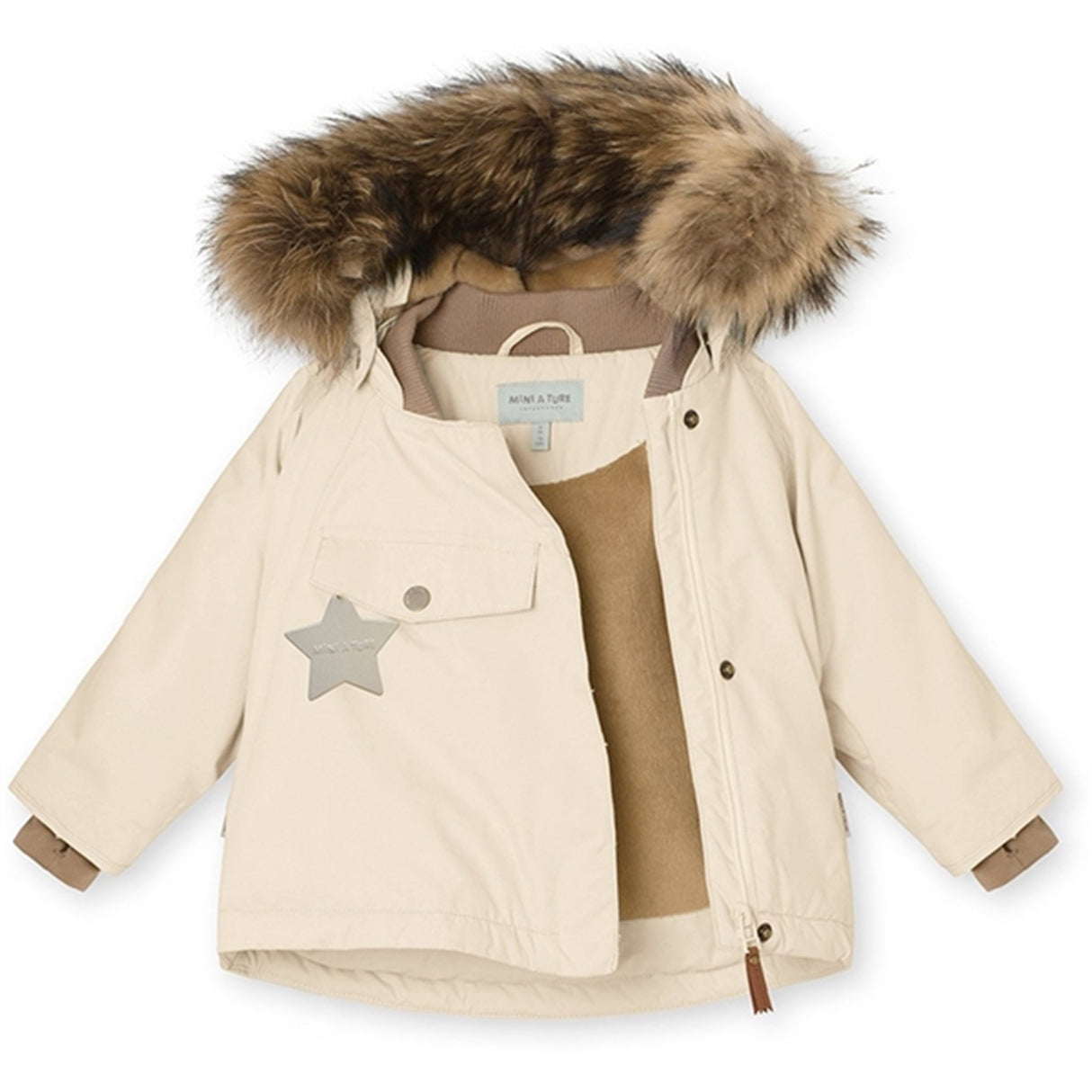 MINI A TURE Wang Fleece Fur Winter Jacket Angora Cream 3