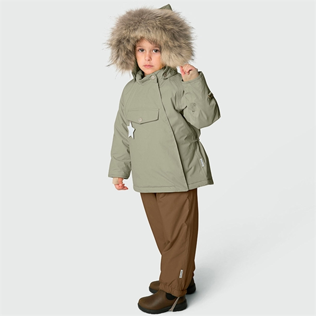 MINI A TURE Wang Fleece Fur Winter Jacket Vert 5