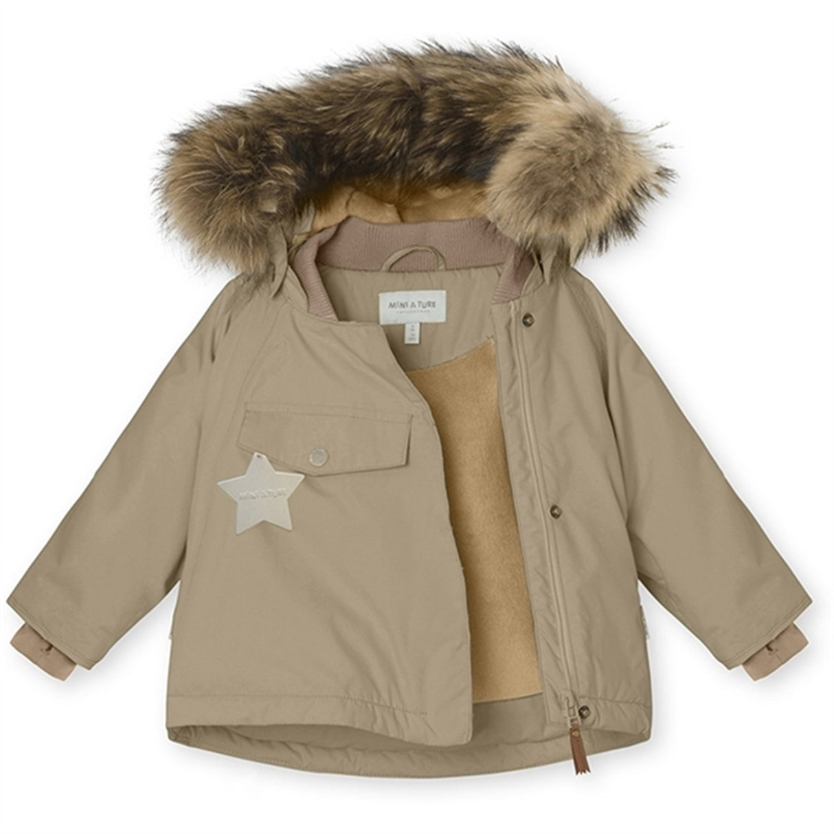 MINI A TURE Wang Fleece Fur Winter Jacket Savannah Tan 3