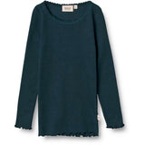 Wheat Navy Rib Lace Blouse